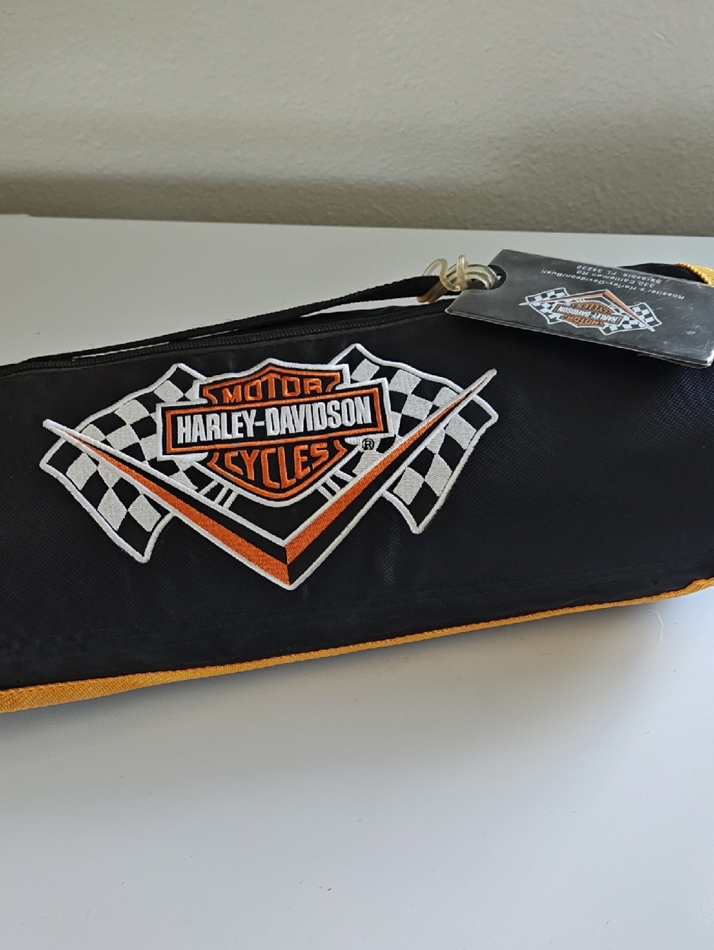 Harley-Davidson Black and Orange Logo Roll Out Travel Blanket